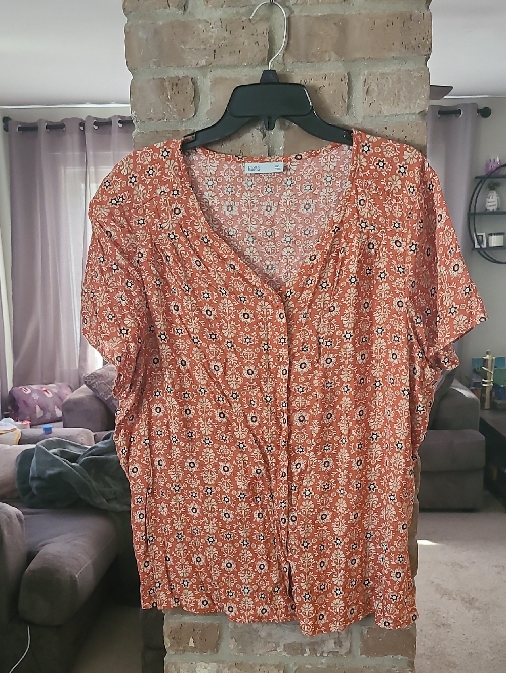 Croft & Barrow Coral Floral Button-Up Top